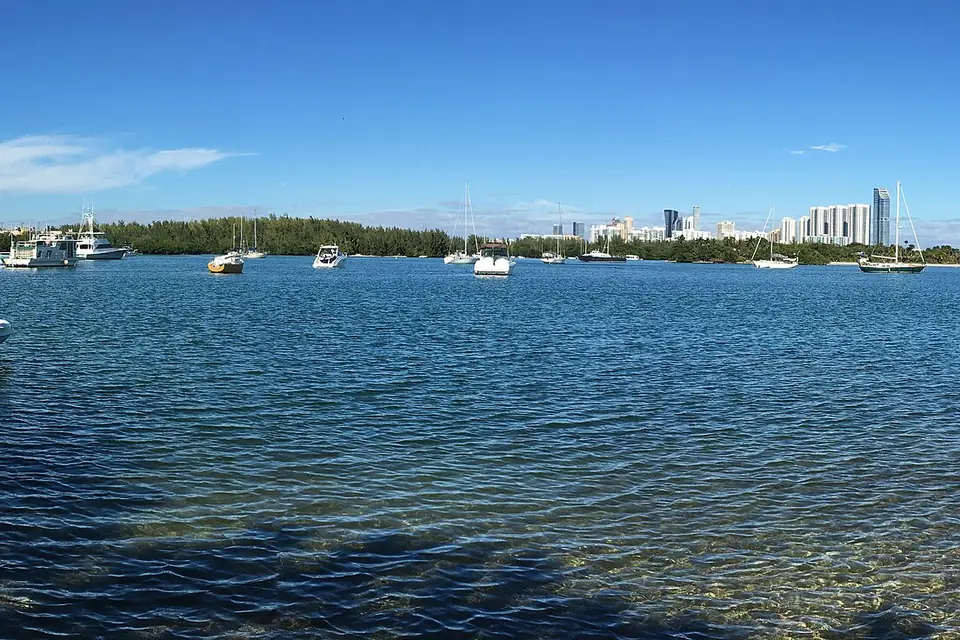 Boats on Biscayne Bay with the Sunny Isles Beach condominium skyline behind